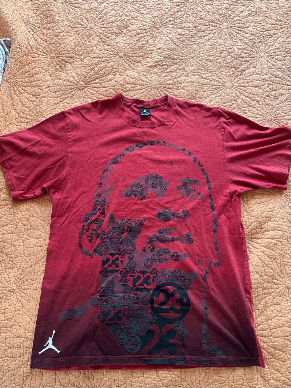 Jordan Men’s Red Graphic Short Sleeve Tee with Black Print